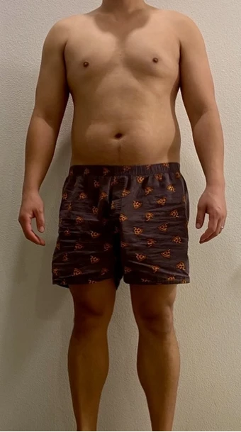 Face-cropped client progress photo, before.